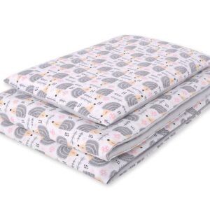 Baby cotton bedding set 2-pcs 120x90 cm- hedgehogs grey