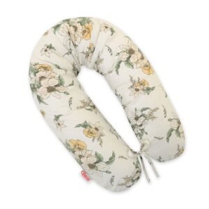 Cotton  pillowcase for pregnancy pillow Longer - Clematis on beige