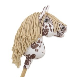 Arkliukas ant lazdos Super Hobby Horse Premium - rudas dėmėtas su smėlio spalvos karčiais A4
