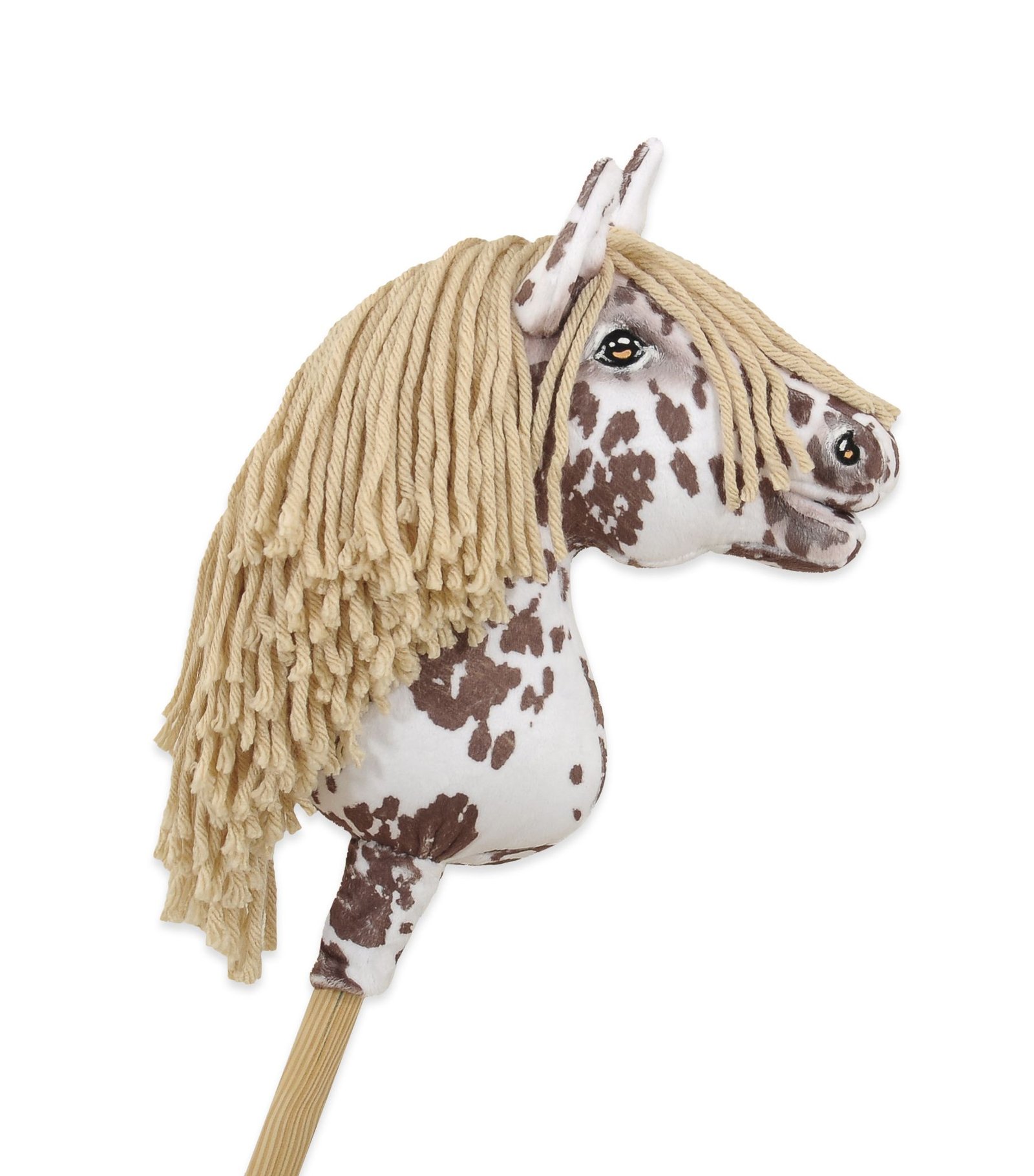 Arkliukas ant lazdos Super Hobby Horse Premium - rudas dėmėtas su smėlio spalvos karčiais A4