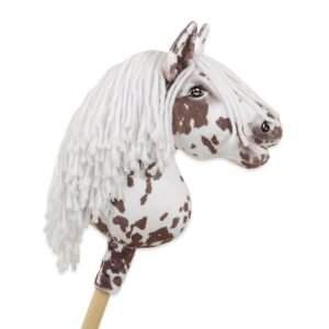 Arkliukas ant lazdos Super Hobby Horse Premium - rudas dėmėtas su baltais karčiais A4