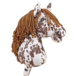 Arkliukas ant lazdos Super Hobby Horse Premium - rudas dėmėtas arklys su rudais karčiais A3