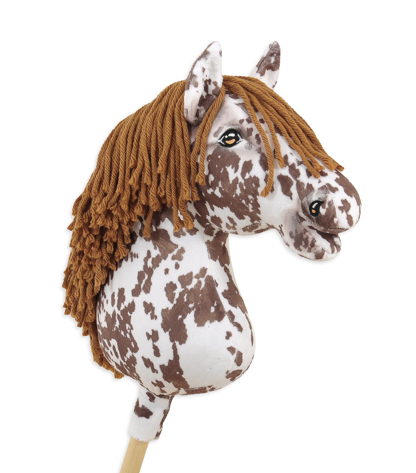 Arkliukas ant lazdos Super Hobby Horse Premium - rudas dėmėtas arklys su rudais karčiais A3