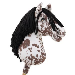Arkliukas ant lazdos Super Hobby Horse Premium - rudas dėmėtas arklys su juodais karčiais A3