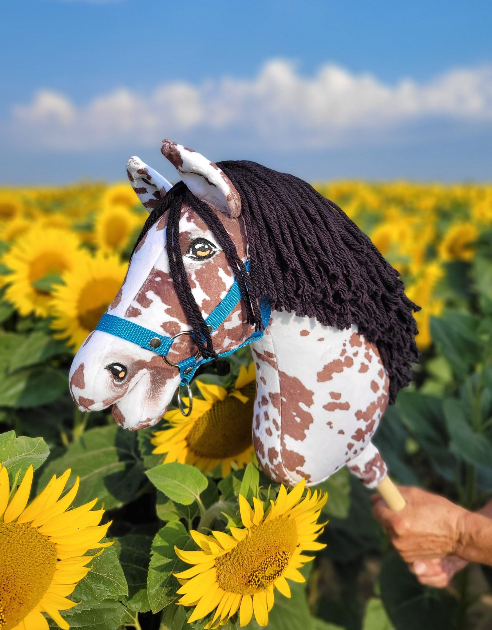 Arkliukas ant lazdos Super Hobby Horse Premium - rudas dėmėtas arklys su juodais karčiais A3 - Image 6