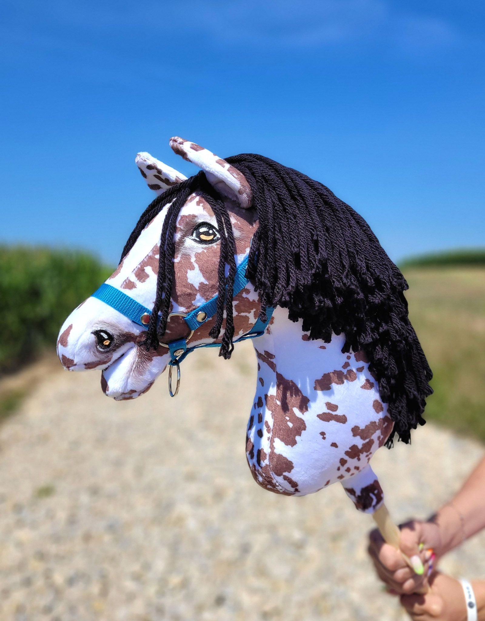 Arkliukas ant lazdos Super Hobby Horse Premium - rudas dėmėtas arklys su juodais karčiais A3 - Image 8