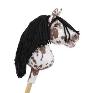 Arkliukas ant lazdos Super Hobby Horse Premium - rudas dėmėtas su juodais karčiais A4