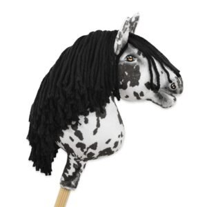 Arkliukas ant lazdos Super Hobby Horse Premium - dėmėtas su juodais karčiais A4