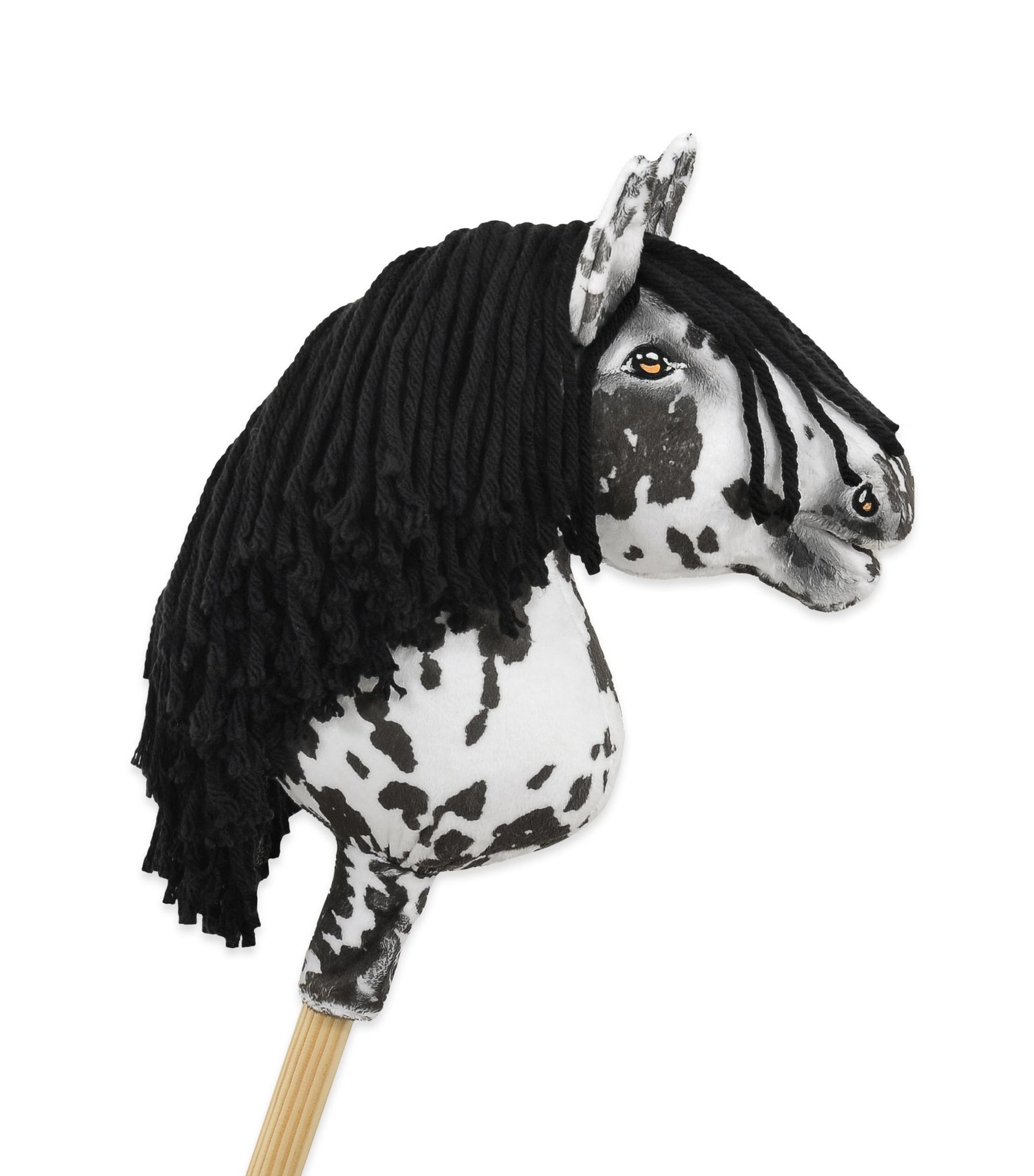 Arkliukas ant lazdos Super Hobby Horse Premium - dėmėtas su juodais karčiais A4