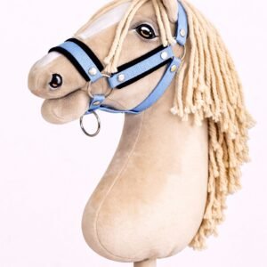 Reguliuojamas apynasris Hobby Horse žirgeliui A3 - šviesiai mėlyna su juodu pūkeliu