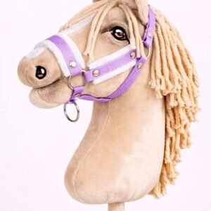 Reguliuojamas apynasris Hobby Horse žirgeliui A3 - violetinė su baltu pūkeliu