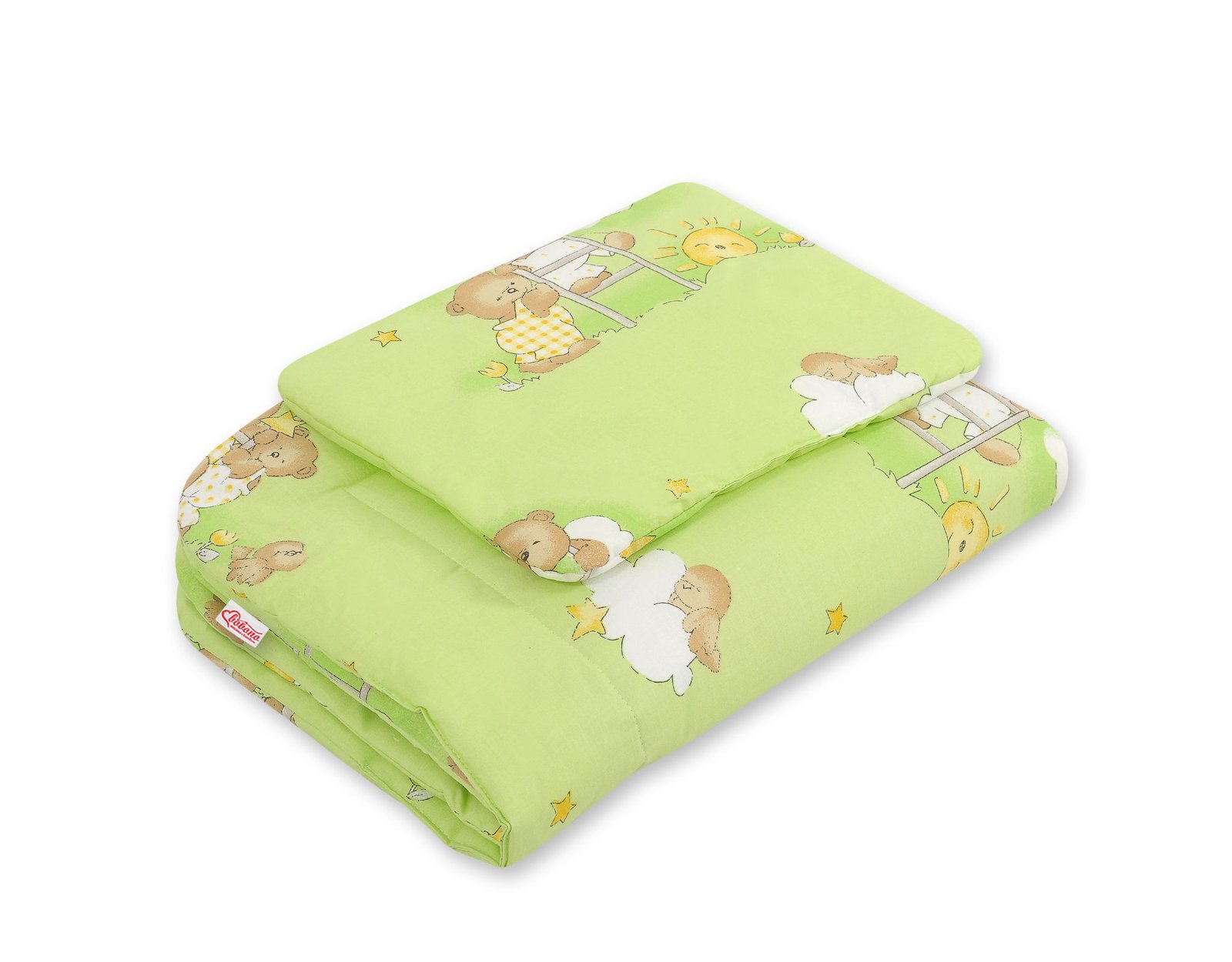 Patalynės komplektas, 2 dalių, 75x100cm NEWBORN - Meškiukai ant kopėčių, žalia