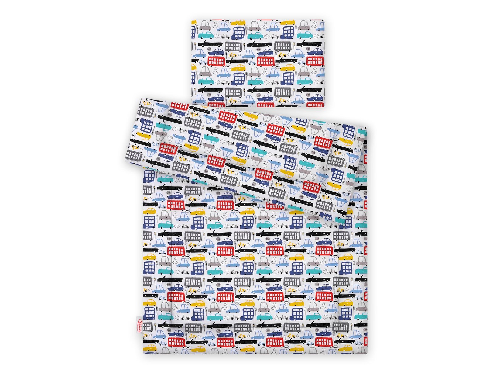 Patalynės komplektas, 2 dalių, su užpildu, 135x100 cm - spalvingi automobiliukai - Image 2