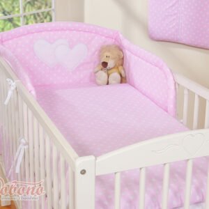 Bedding set 2-pcs 120x90 - Hanging Hearts white dots on pink