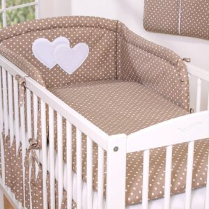 Bedding set 2-pcs 120x90 - Hanging Hearts white dots on brown