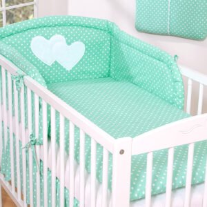 Bedding set 2-pcs 120x90 - Hanging Hearts mint dots