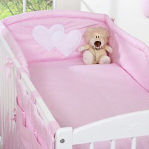 Bedding set 2-pcs 120x90 - Hanging Hearts white polka dots on pink