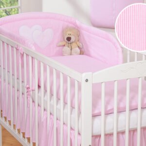 Bedding set 2-pcs 120x90 - Hanging Hearts pink strips