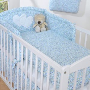 Bedding set 2-pcs 120x90 - Hanging Hearts little blue flowers