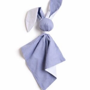 DOUDOU minkšta, jauki medvilninė kiškučio antklodėlė - Pastelinė mėlyna/ balta
