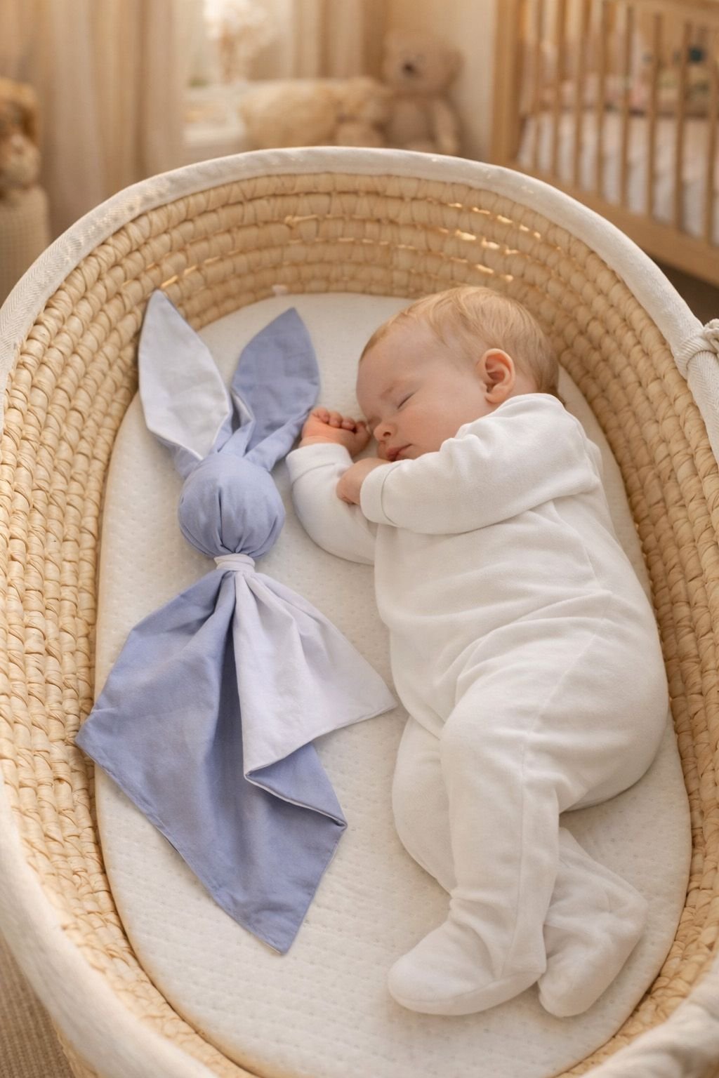 DOUDOU minkšta, jauki medvilninė kiškučio antklodėlė - Pastelinė mėlyna/ balta - Image 5