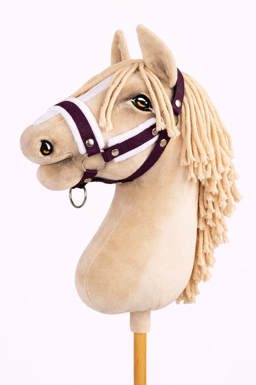 Reguliuojamas apynasris Hobby Horse žirgeliui A3 - slyvinė su baltu pūkeliu