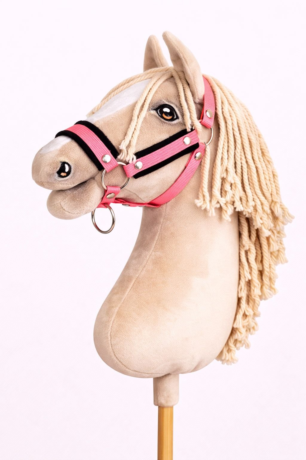 Reguliuojamas apynasris Hobby Horse žirgeliui A3 - neoninė rožinė su juodu pūkeliu