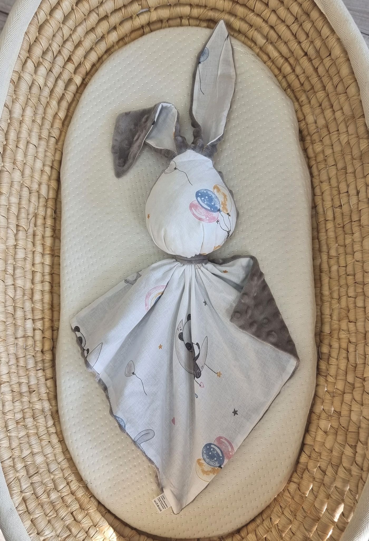 DOUDOU meilus dvipusis triušiukas iš medvilnės ir minky - Balionėliai - pilka - Image 3