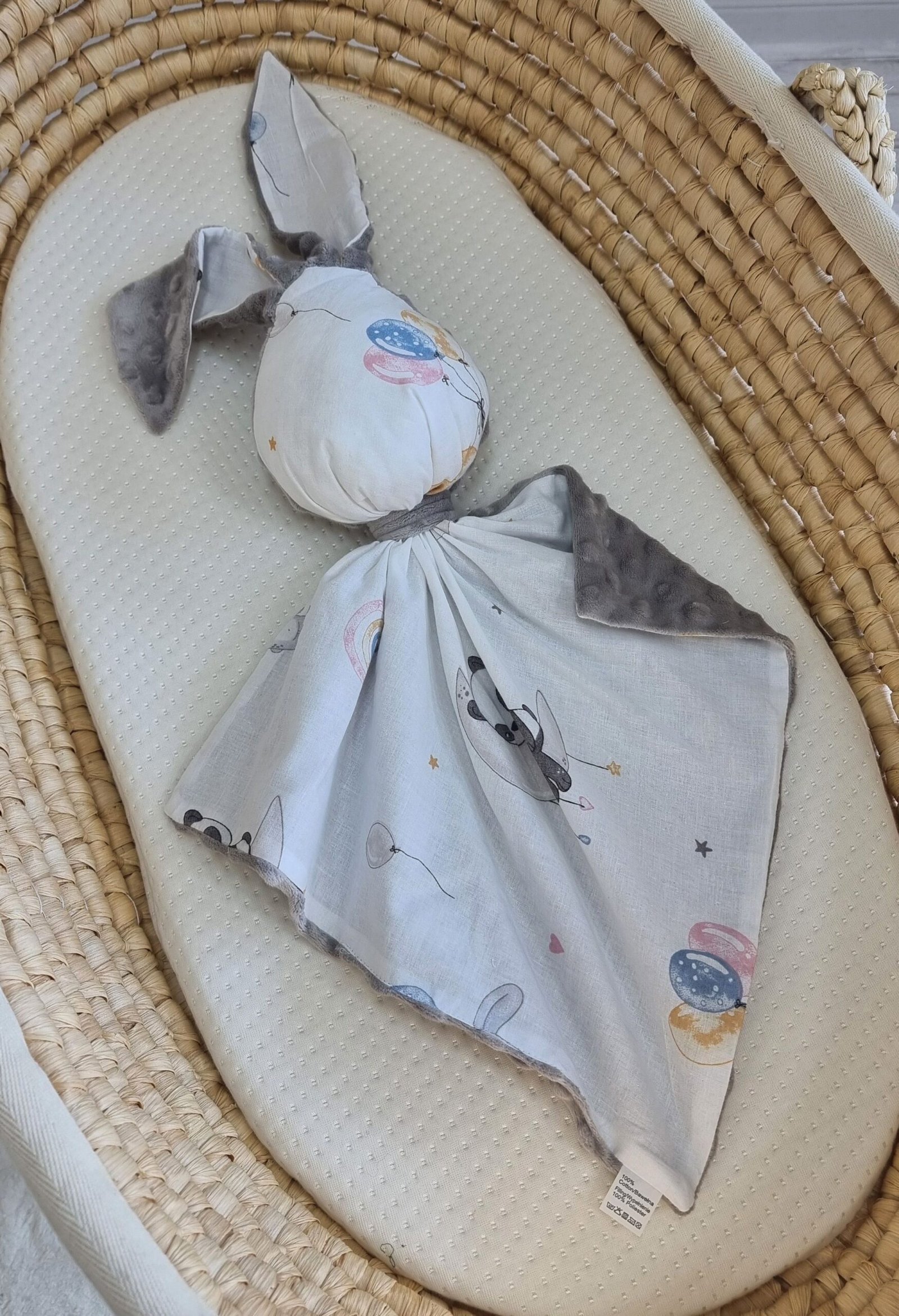 DOUDOU meilus dvipusis triušiukas iš medvilnės ir minky - Balionėliai - pilka - Image 4
