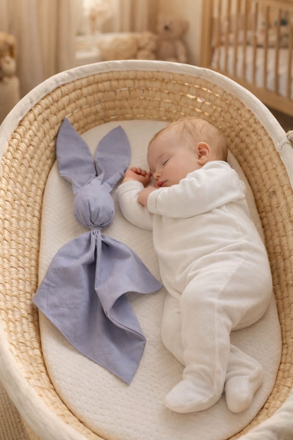 DOUDOU minkšta, jauki medvilninė kiškučio antklodėlė - Pastelinė mėlyna - Image 5
