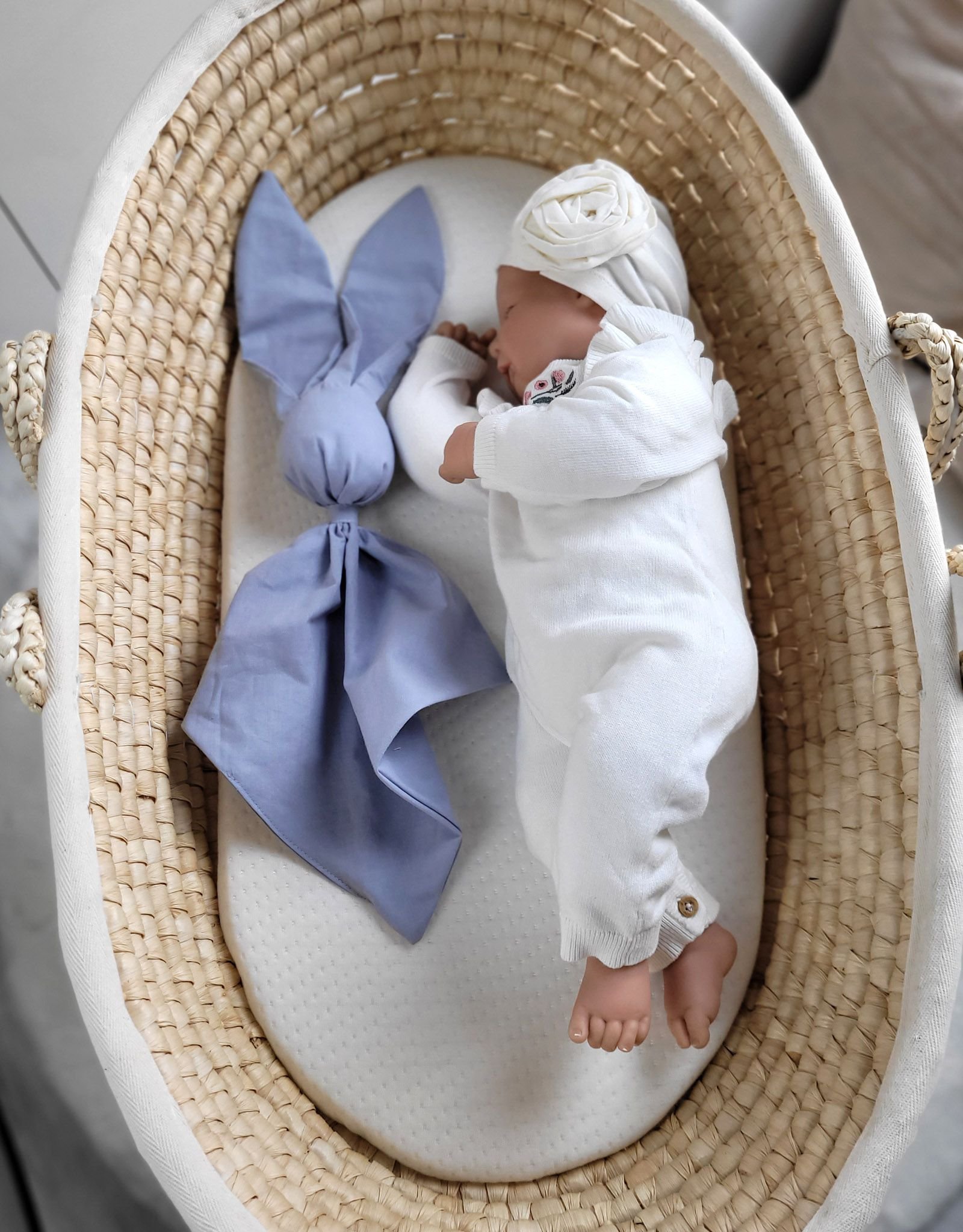 DOUDOU minkšta, jauki medvilninė kiškučio antklodėlė - Pastelinė mėlyna - Image 4