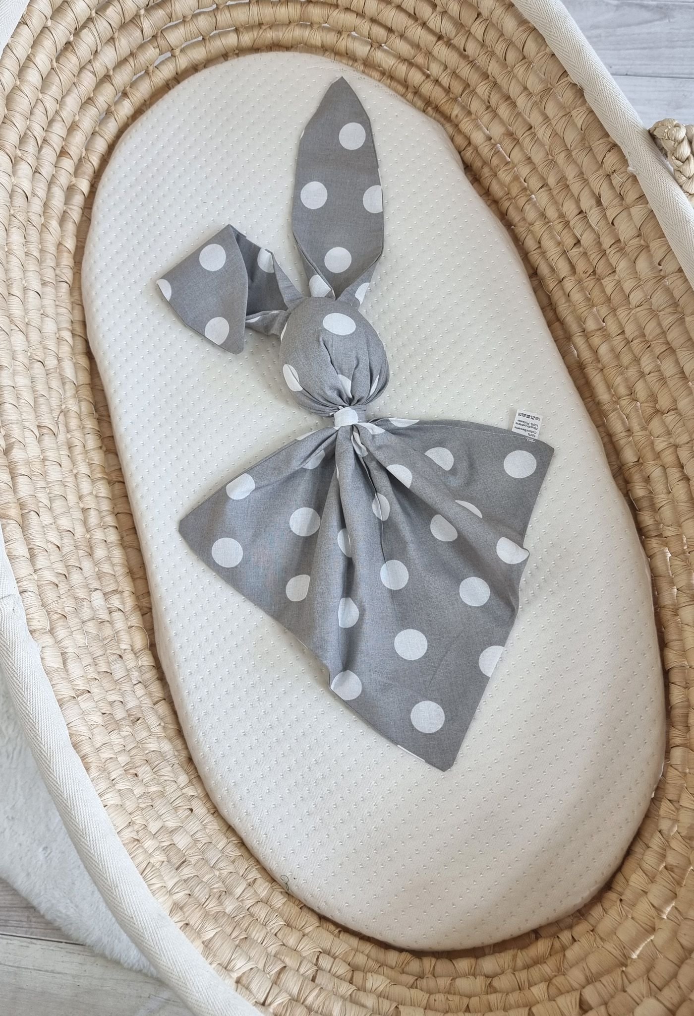 DOUDOU minkšta, jauki medvilninė kiškučio antklodėlė - Dideli taškučiai ant pilkos - Image 3