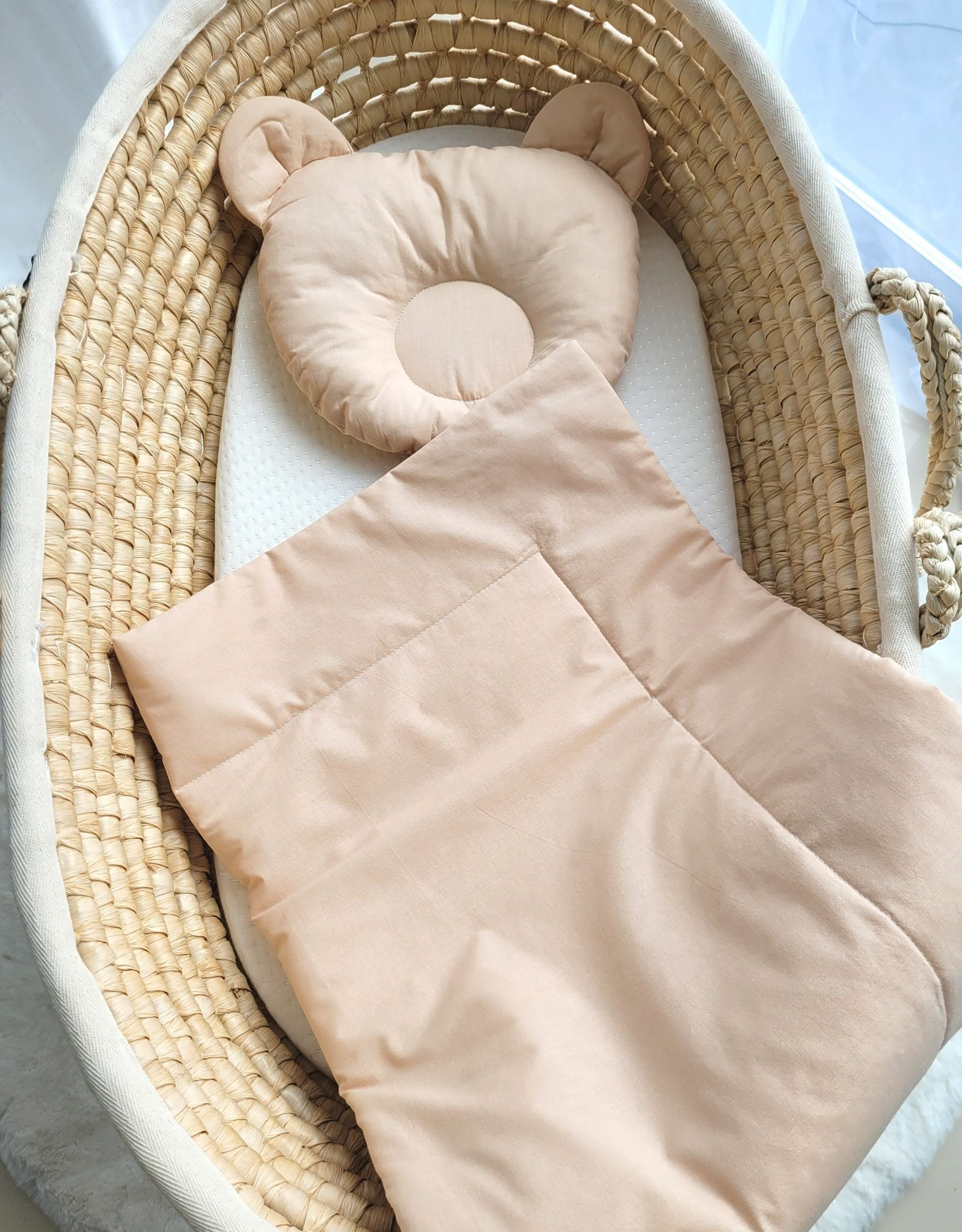 Antklodė su pagalvėle – 2 dalių komplektas – smėlio spalvos - Image 4