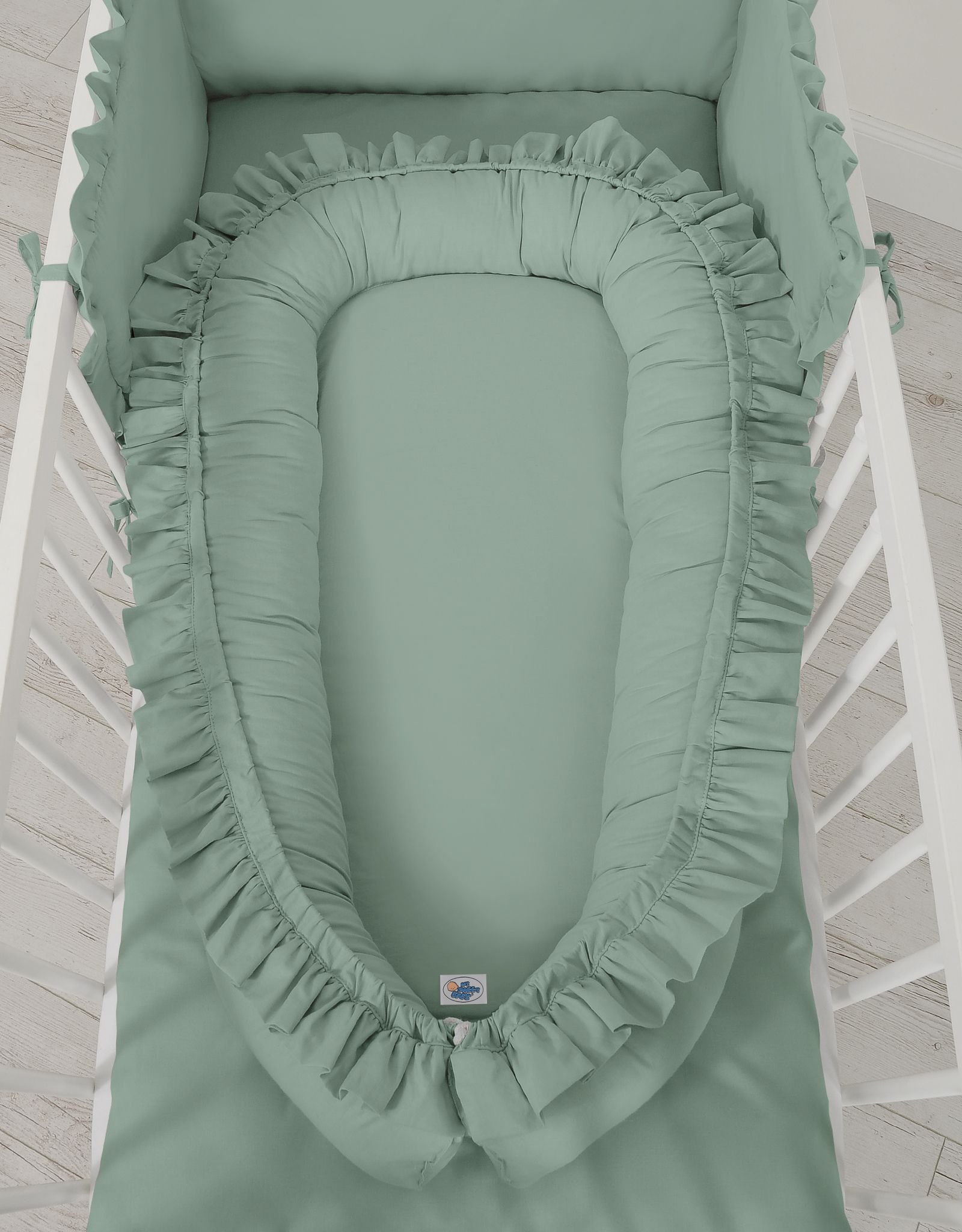 Kūdikio lizdas Premium Cocoon naujagimiams su klostėmis MY SWEET BABY - pastelinė žalia - Image 4