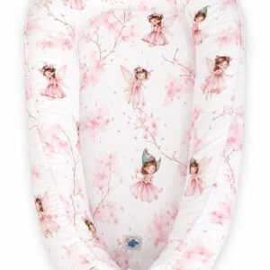 Kūdikio lizdas dvipusis Premium Cocoon naujagimiams MY SWEET BABY - Gėlių fėjos