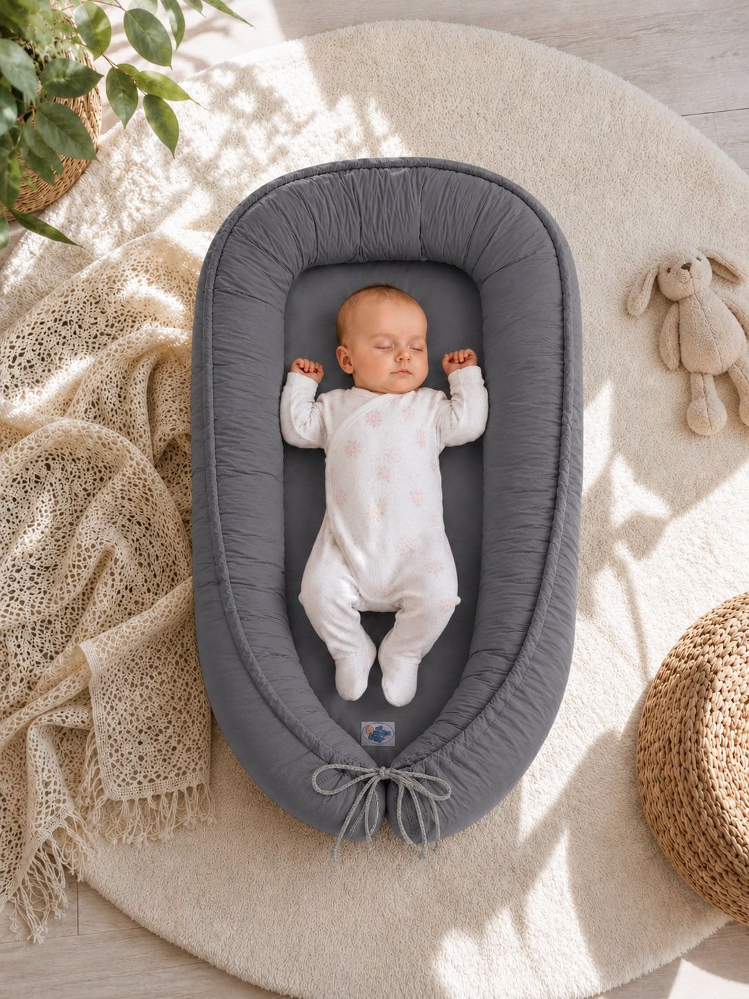 Kūdikio lizdas dvipusis Premium Cocoon naujagimiams MY SWEET BABY - antracito - Image 2