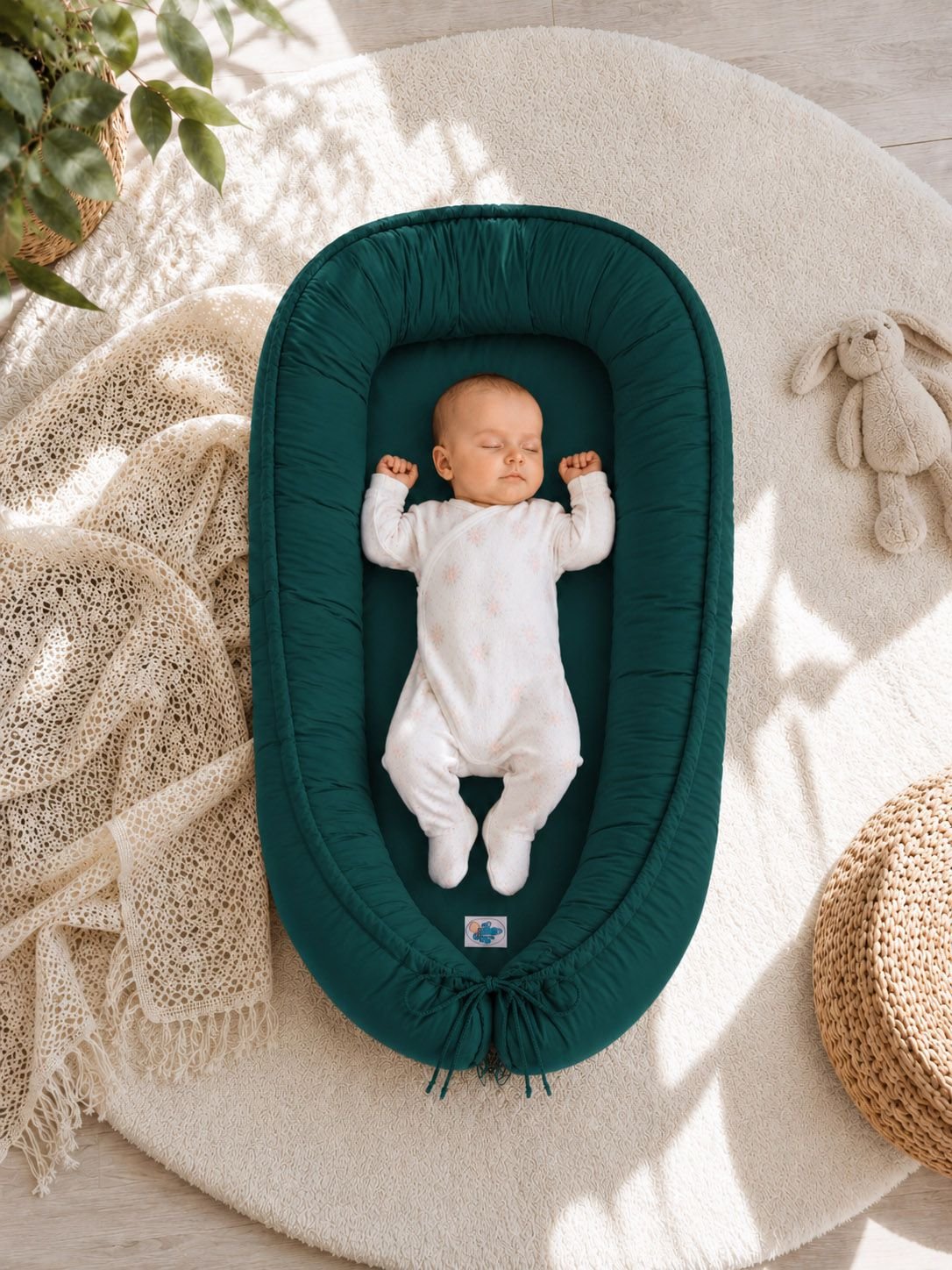 Kūdikio lizdas dvipusis Premium Cocoon naujagimiams MY SWEET BABY - butelio žalia - Image 2