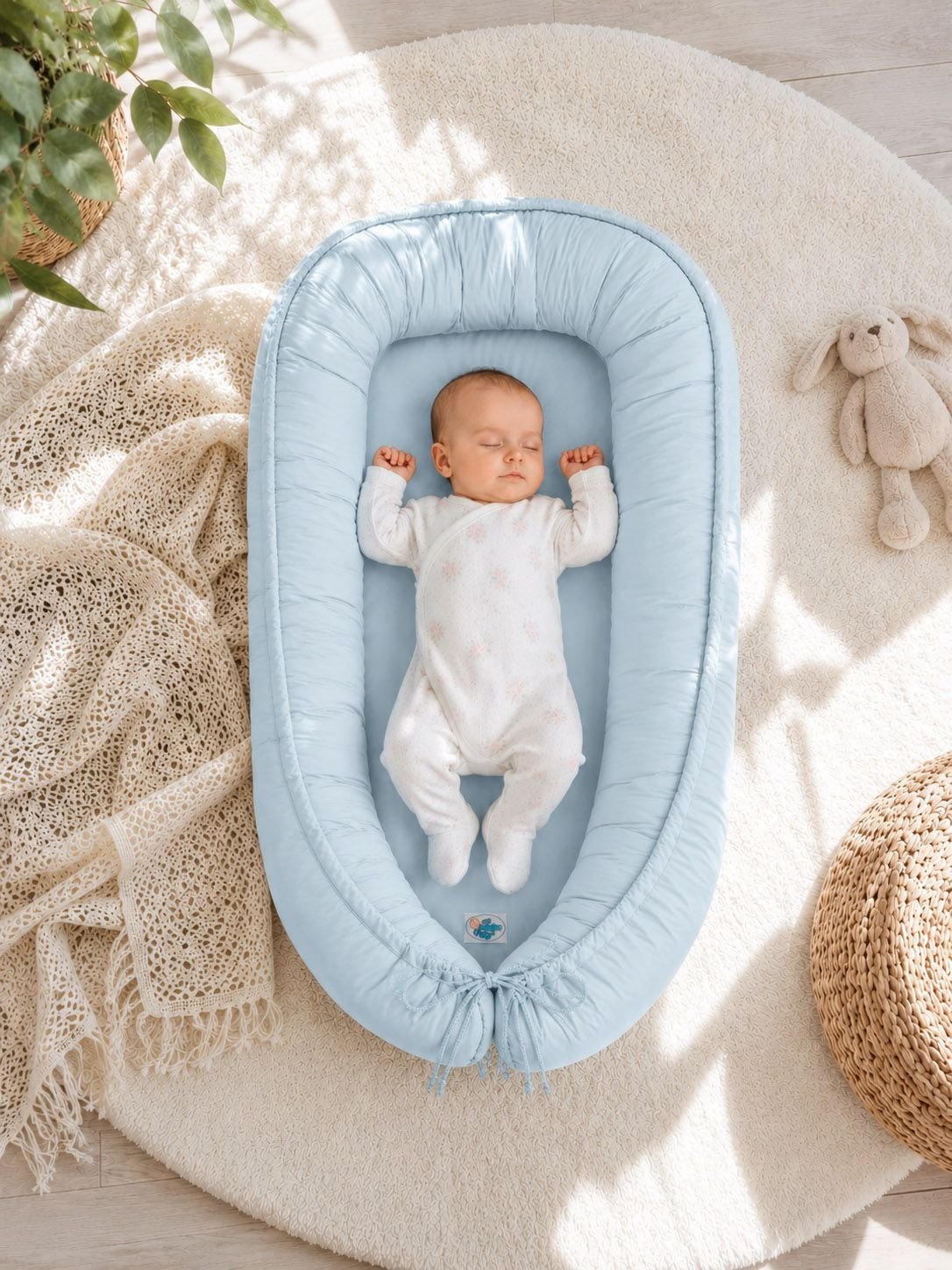 Kūdikio lizdas dvipusis Premium Cocoon naujagimiams MY SWEET BABY - mėlyna - Image 3
