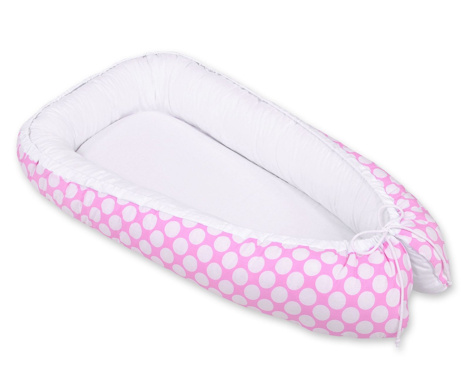 Kūdikio lizdas dvipusis Premium Cocoon naujagimiams BOBONO - balti taškeliai/balta - Image 3