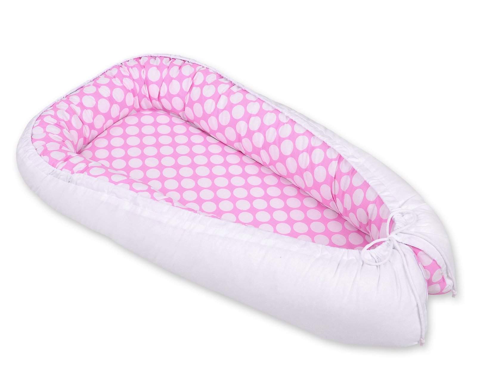 Kūdikio lizdas dvipusis Premium Cocoon naujagimiams BOBONO - balti taškeliai/balta - Image 4