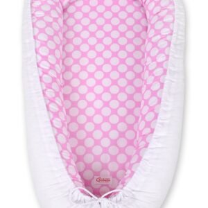 Kūdikio lizdas dvipusis Premium Cocoon naujagimiams BOBONO - balti taškeliai/balta