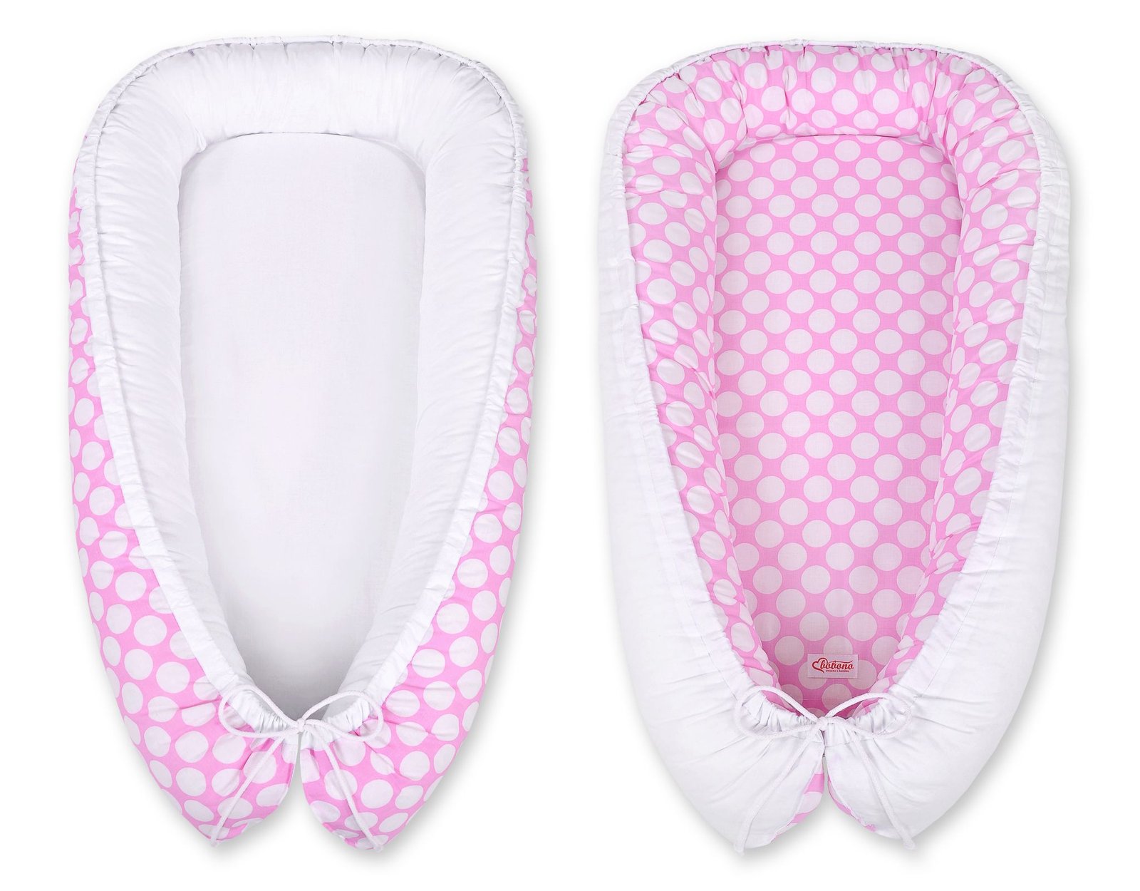 Kūdikio lizdas dvipusis Premium Cocoon naujagimiams BOBONO - balti taškeliai/balta - Image 5