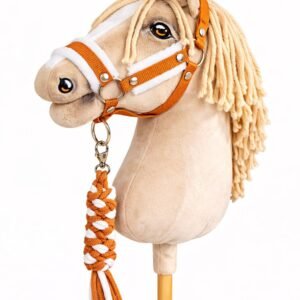 Rinkinys Hobby Horse: apynasris A3 su baltu kailiuku + pavadėlis iš virvės - balta-imbiro spalvos