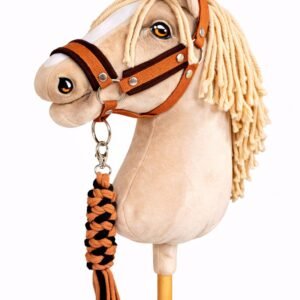 Rinkinys Hobby Horse: apynasris A3 su juodu kailiuku + pavadėlis iš virvės - juoda-imbiro spalvos