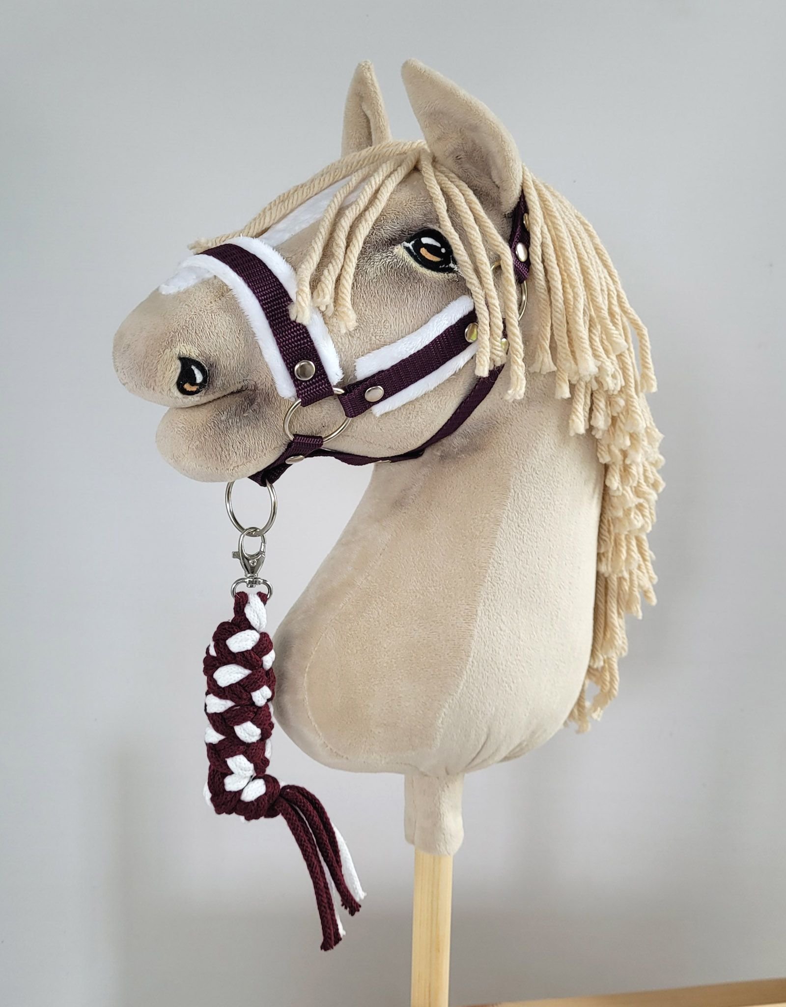 Pavadėlis Hobby Horse žirgeliui iš dvigubai vytos virvutės - balta-slyvinė - Image 2