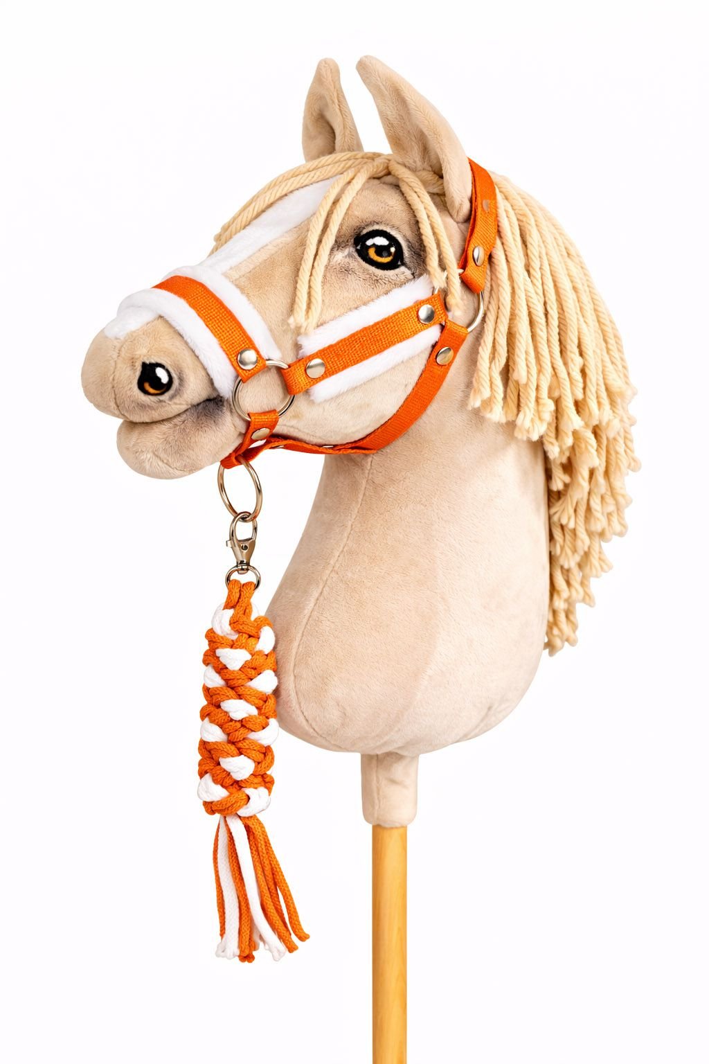 Rinkinys Hobby Horse: apynasris A3 su baltu kailiuku + pavadėlis iš virvės - neoninė oranžinė / balta