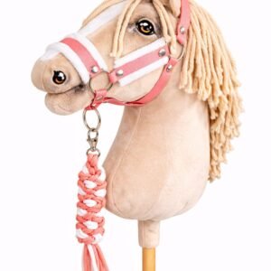 Rinkinys Hobby Horse: apynasris A3 su baltu kailiuku + pavadėlis iš virvės - neoninė rožinė / balta