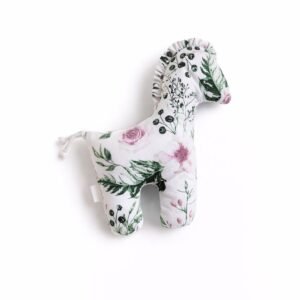 LUCKY Horse – minkštas pirmasis glaudžiamasis žaislas – rožiniai bijūnai
