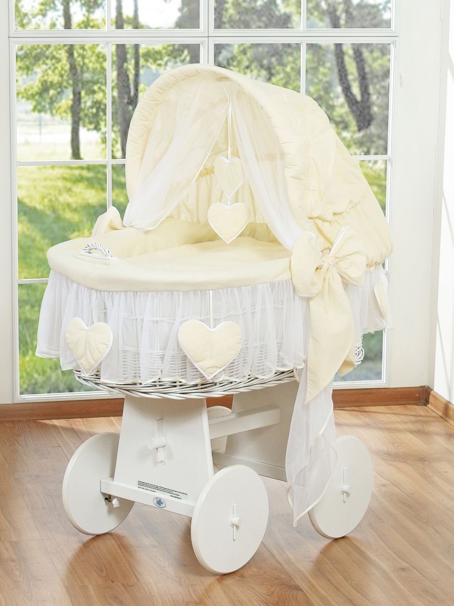 Moses krepšys su gaubtu Amelie – balta + kreminė patalynė - Image 5