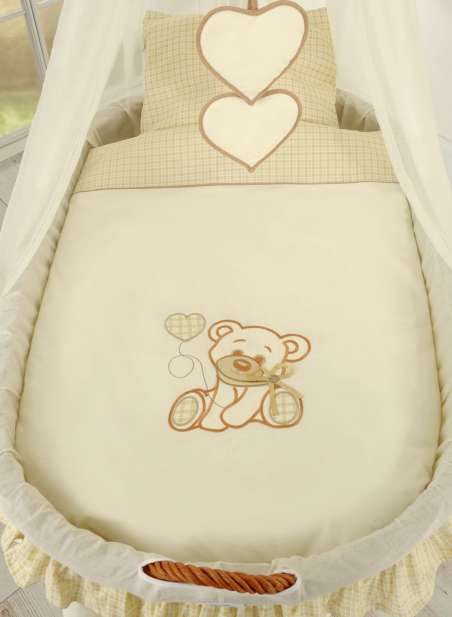 Moses krepšys su drapiruote Bear with bow – natūrali + kreminė patalynė - Image 3